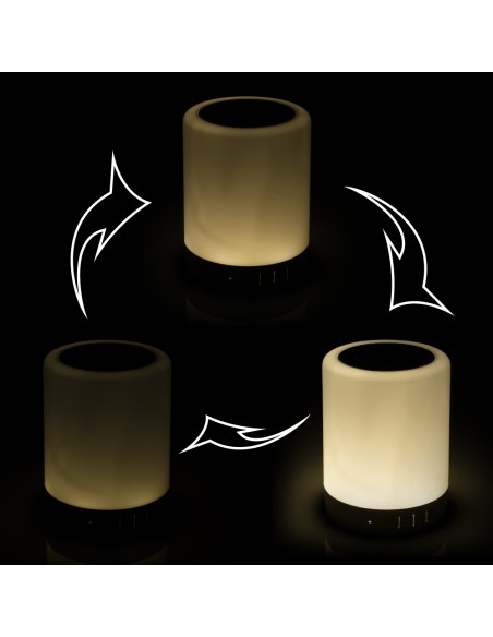LÁMPARA / ALTAVOZ BLUETOOTH CON LUZ LED MULTICOLOR 12x9,5x9,5 CM.