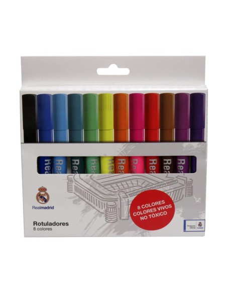 CAJA 12 ROTULADORES DE COLORES REAL MADRID