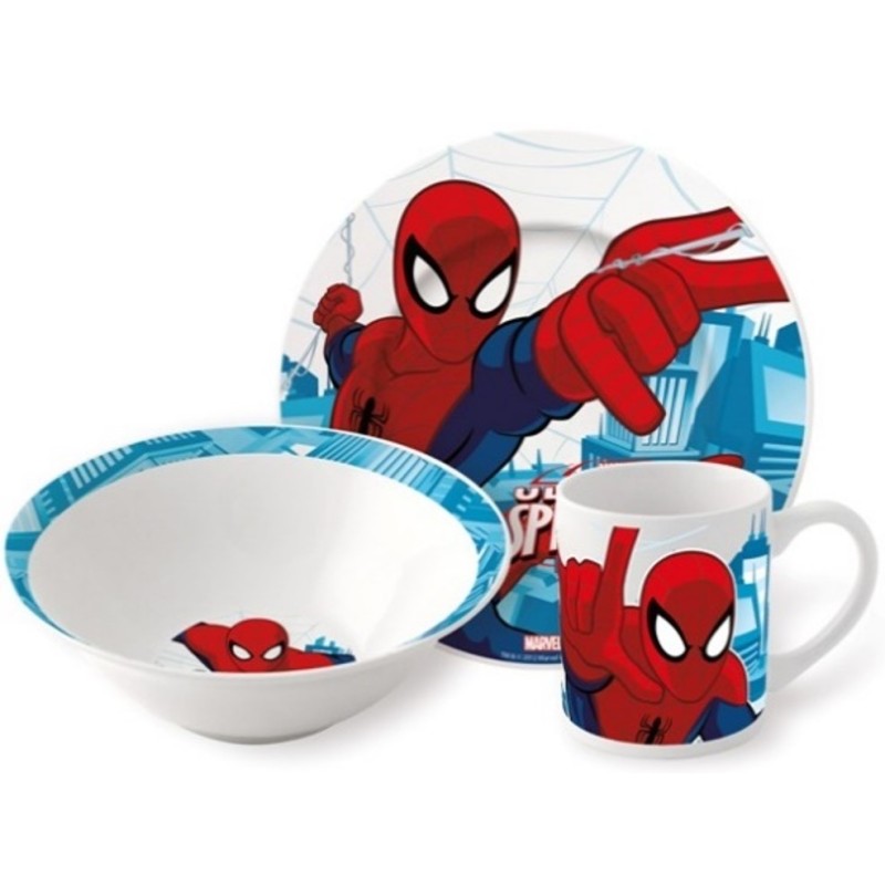 SET CERÁMICA 3 PCS. SPIDER-MAN (CUENCO, PLATO Y TAZA)