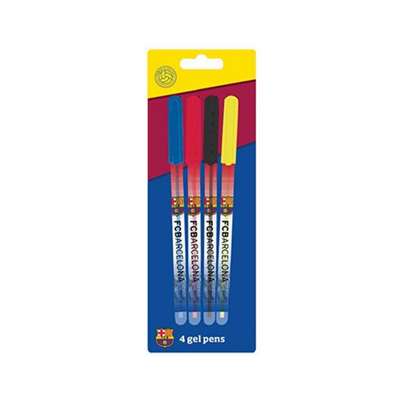 SET 4 BOLÍGRAFOS GEL COLORES FC BARCELONA