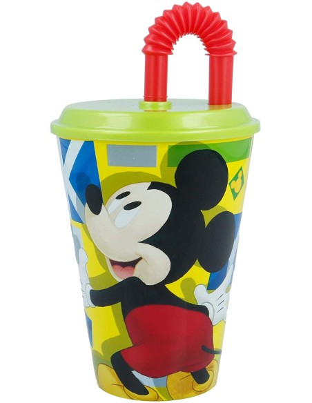 VASO CON PAJITA FLEXIBLE MICKEY 430 ML.