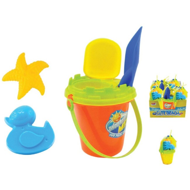 CONJUNTO PLAYA CUBO CON 6 ACCESORIOS 20x12 CM.