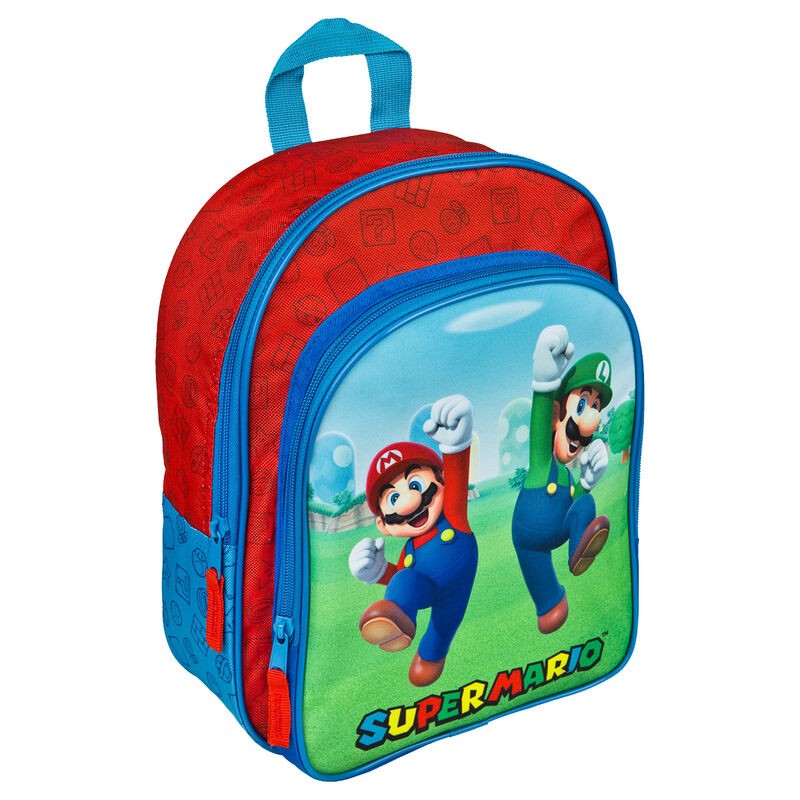 MOCHILA 2 BOLSILLOS SUPER MARIO FRONTAL