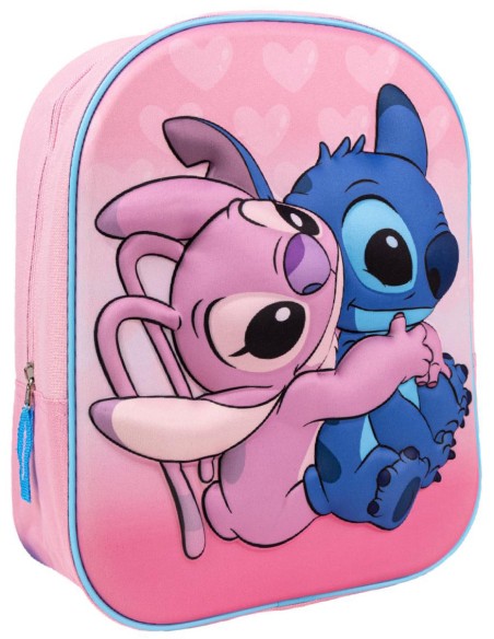 MOCHILA 3D RELIEVE STITCH / ANGEL 31 CM. FRONTAL