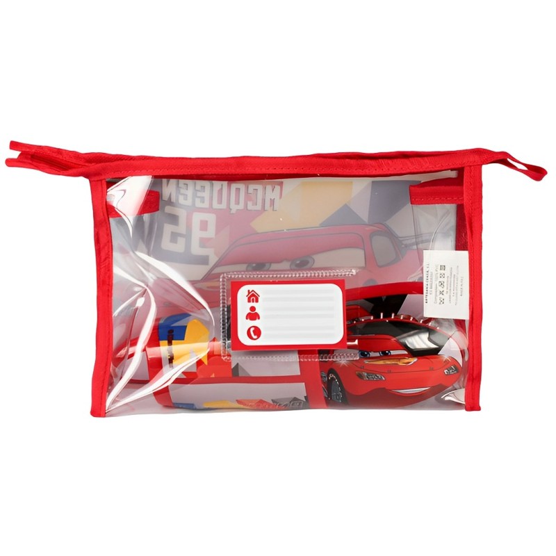 SET COMEDOR CARS: NECESER, TOALLITA, PEINE, VASITO Y PORTA CEPILLO DIENTES