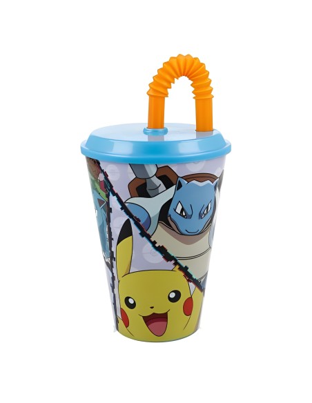VASO CON PAJITA FLEXIBLE POKÉMON 430 ML.