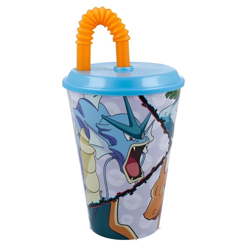 VASO CON PAJITA FLEXIBLE POKÉMON 430 ML.