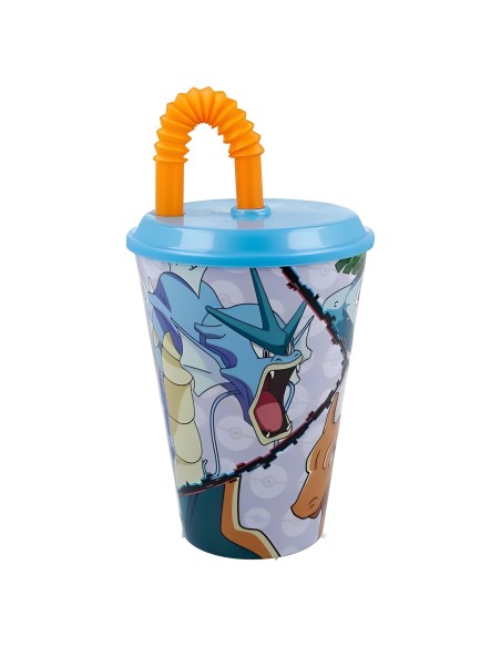 VASO CON PAJITA FLEXIBLE POKÉMON 430 ML.