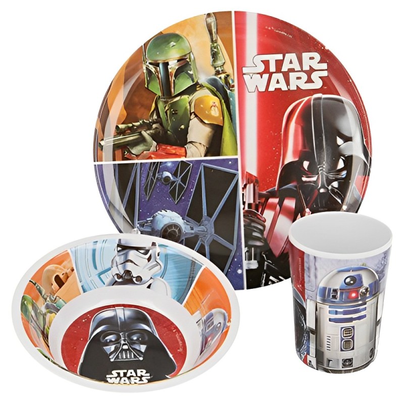 SET MELAMINA 3 PCS. (PLATO, CUENCO Y VASO) STAR WARS