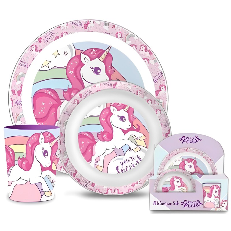 SET 3 PCS. MELAMINA UNICORNIO