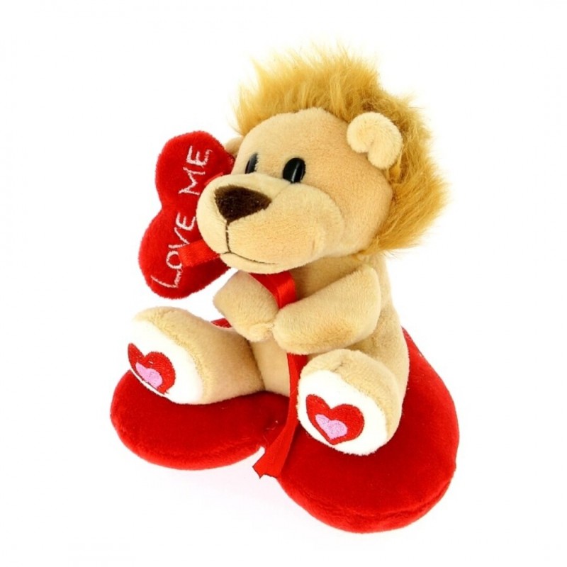 PELUCHE LEÓN CON CORAZÓN 12 CM.