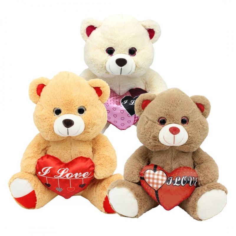 PELUCHE OSO CORAZÓN 3 MODELOS 28 CM.