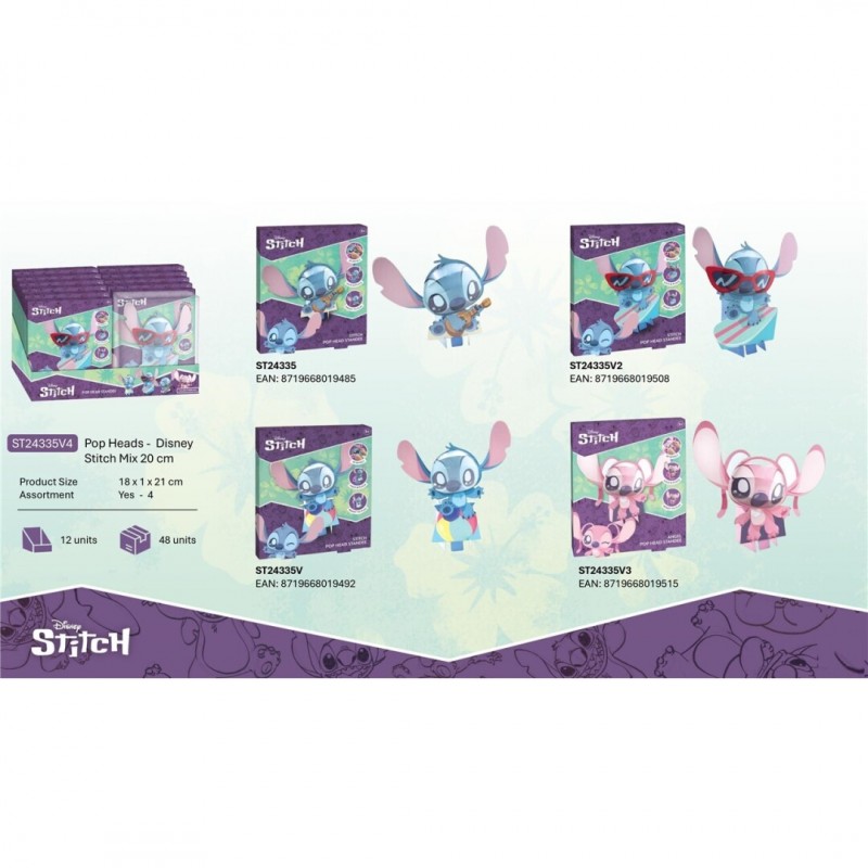FIGURA 3D STITCH 4 MODELOS 20 CM.