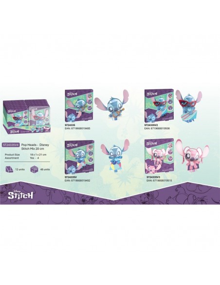 FIGURA 3D STITCH 4 MODELOS 20 CM.
