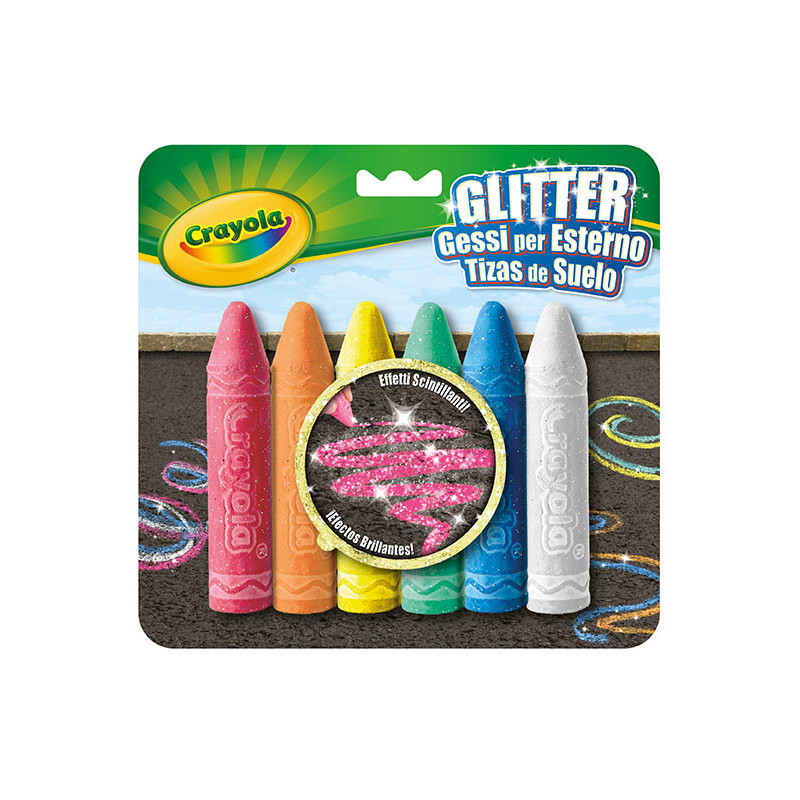 6 TIZAS GIGANTES DE SUELO GLITTER