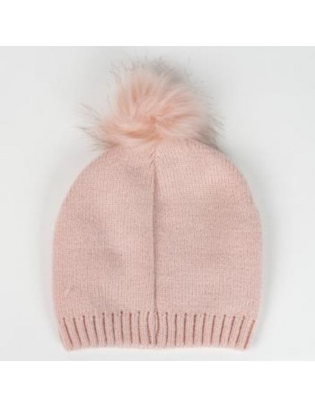 Gorro de punto rosa de Minnie Mouse con pompones para niña