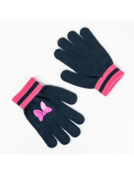 Guantes azul marino con lazo rosa de Minnie a juego