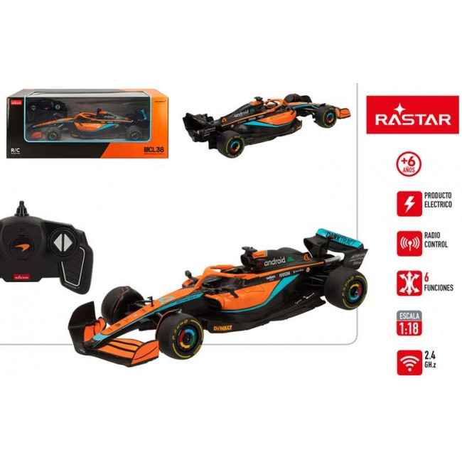 Coche teledirigido F1 McLaren MCL36 de Rastar a escala 1:18