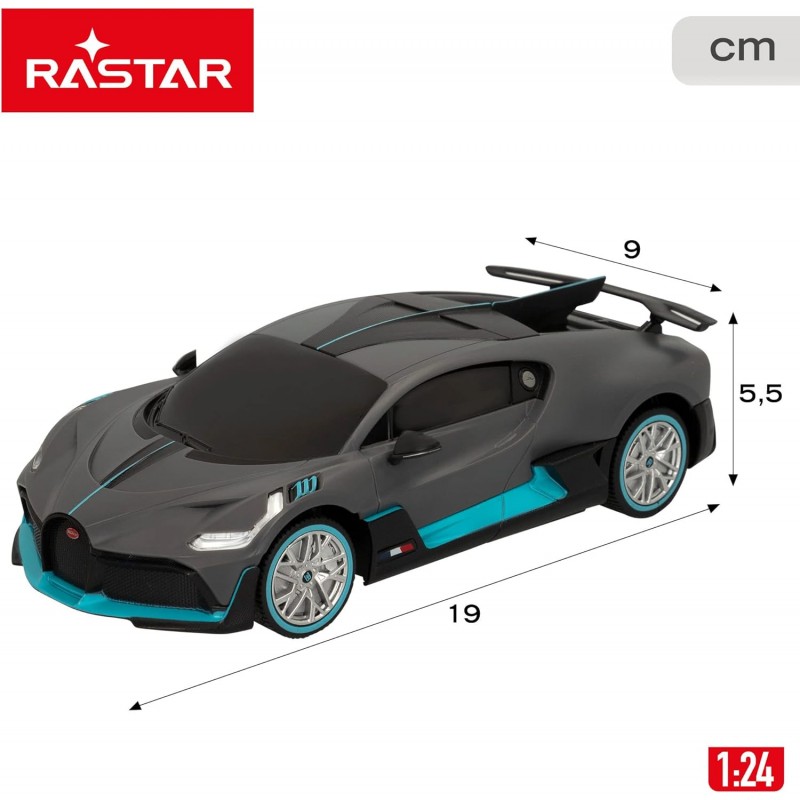 Medidsas Coche teledirigido Bugatti Divo de Rastar a escala 1:24 color gris y azul