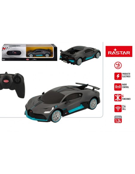 Coche teledirigido Bugatti Divo de Rastar a escala 1:24 color gris y azul