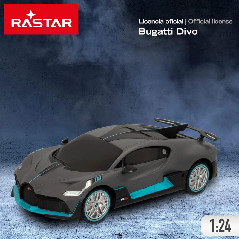 Coche teledirigido Bugatti Divo de Rastar a escala 1:24 color gris y azul