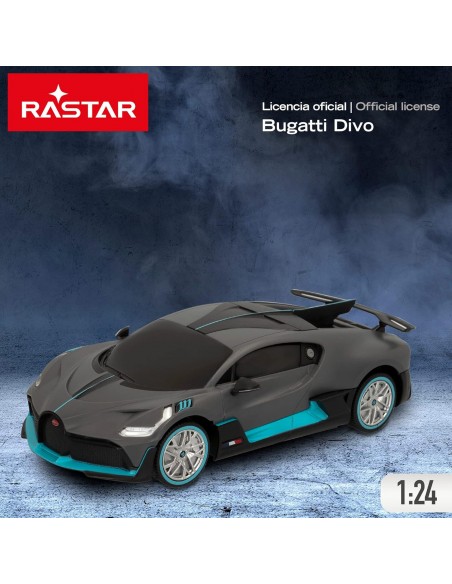 Coche teledirigido Bugatti Divo de Rastar a escala 1:24 color gris y azul