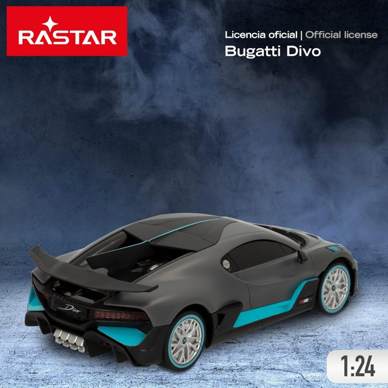 Coche teledirigido Bugatti Divo de Rastar a escala 1:24 color gris y azul