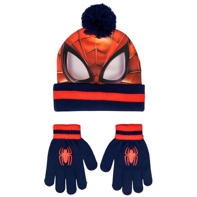 CONJUNTO GORRO Y GUANTES SPIDER-MAN DISEÑO MÁSCARA 3D | MARVEL NIÑO