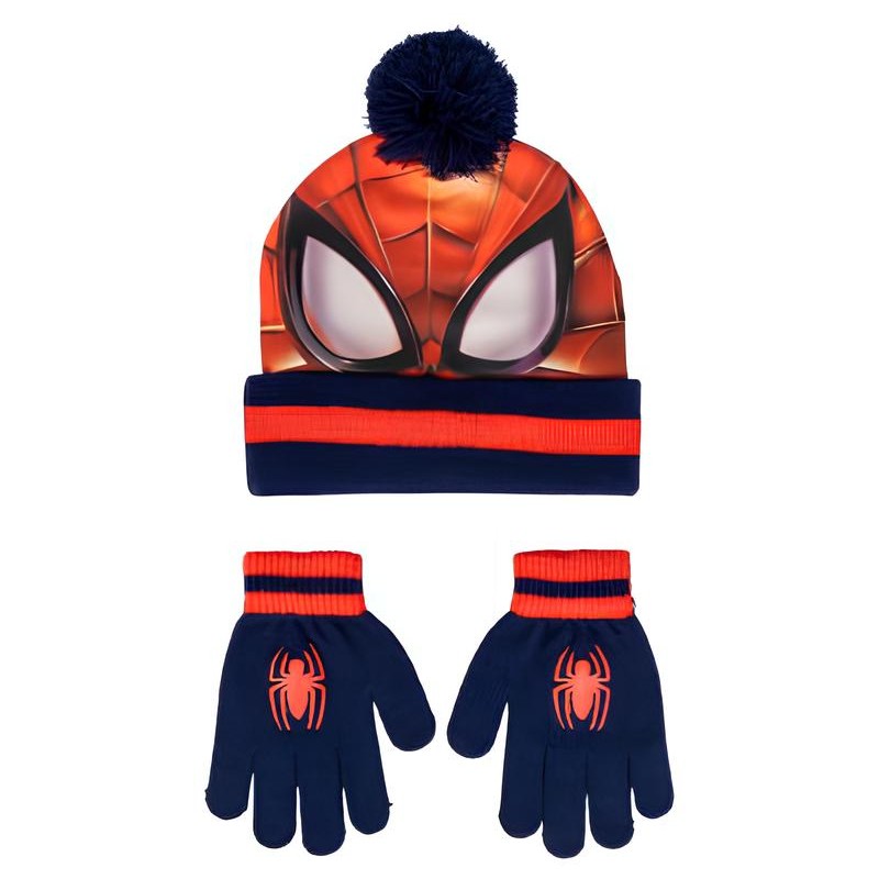 CONJUNTO GORRO Y GUANTES SPIDER-MAN DISEÑO MÁSCARA 3D | MARVEL NIÑO