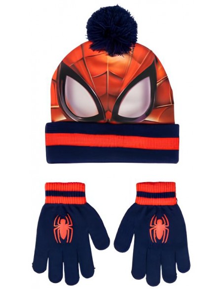 CONJUNTO GORRO Y GUANTES SPIDER-MAN DISEÑO MÁSCARA 3D | MARVEL NIÑO