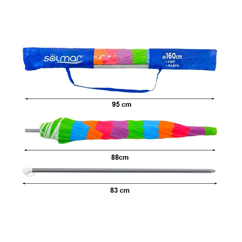 Sombrilla playa resistente acero colores