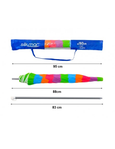 Sombrilla playa resistente acero colores