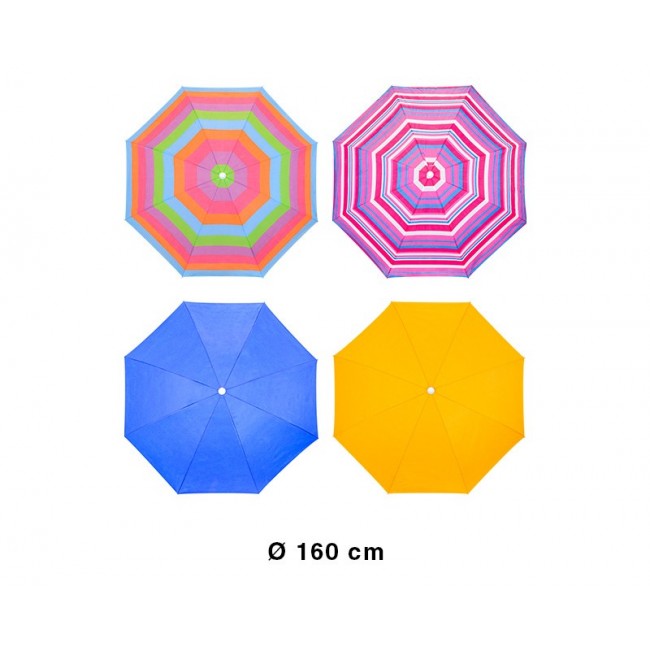 Parasol de playa plegable azul 160 cm 2