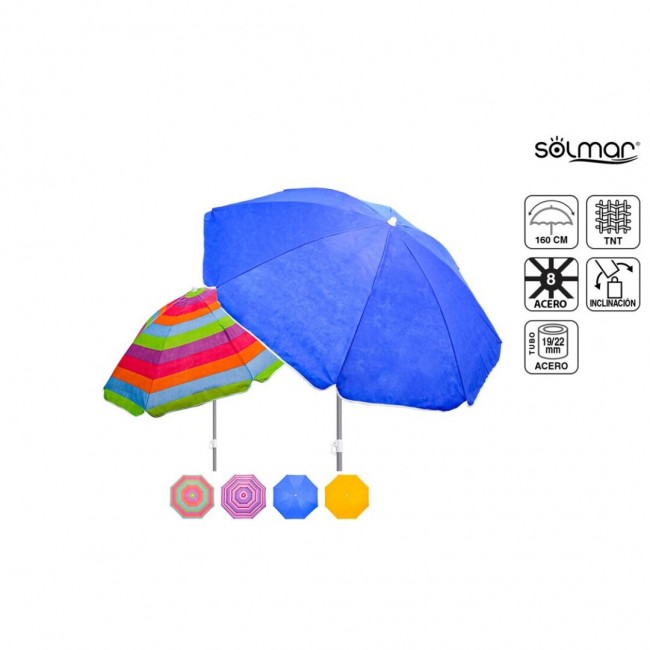 Parasol de playa plegable azul 160 cm