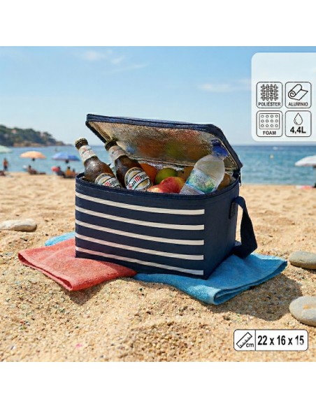 nevera-portatil-termica-rayas-aluminio-4-litros-en-playa
