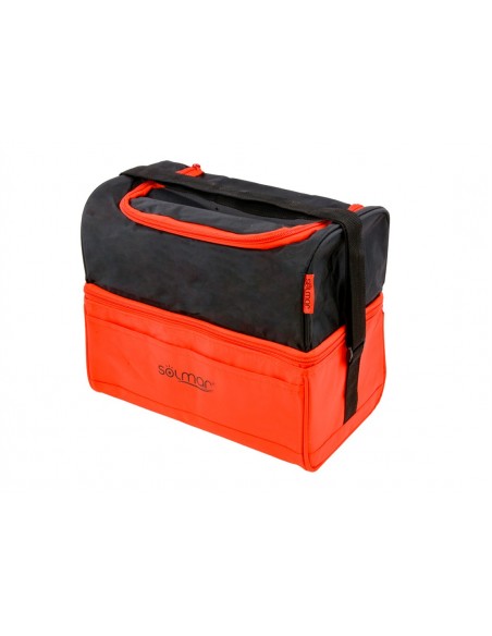 Nevera portátil 10 litros con doble compartimento, interior térmico y bandolera ajustable naranja