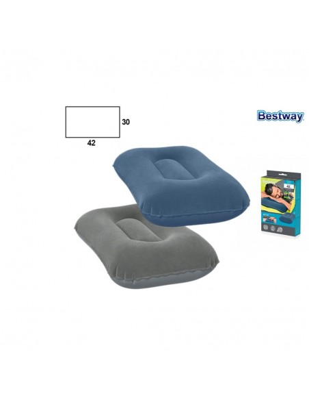 Almohada hinchable Bestway azul y gris para camping