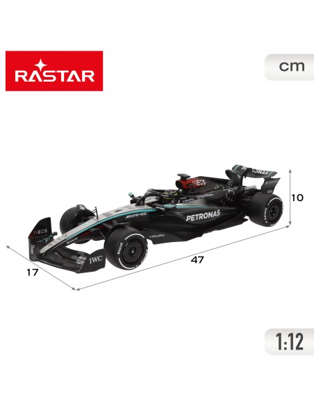 Coche radiocontrol Mercedes-AMG F1 W15 E Performance a escala 1:12 de Rastar - Réplica oficial de Fórmula 1 medidas coche