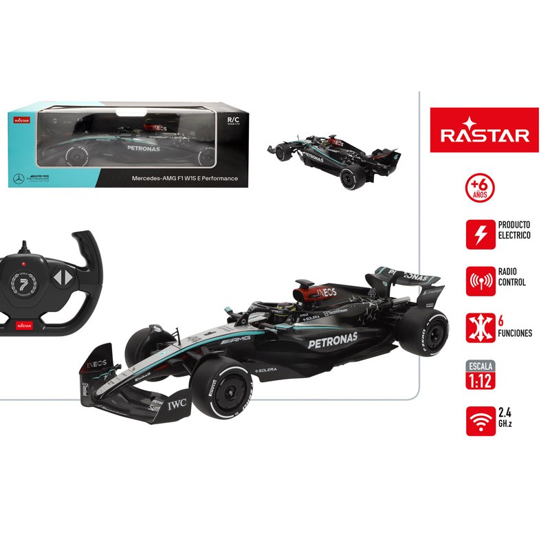 Coche radiocontrol Mercedes-AMG F1 W15 E Performance a escala 1:12 de Rastar - Réplica oficial de Fórmula 1 caracteristicas