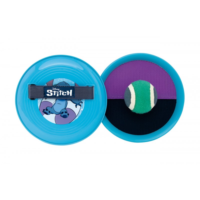 Set de juego de atrapar la pelota con velcro de Stitch Disney con dos palas circulares y pelota adhesiva