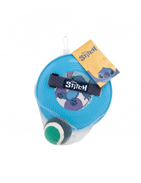 Set de juego de atrapar la pelota con velcro de Stitch Disney con dos palas circulares y pelota adhesiva