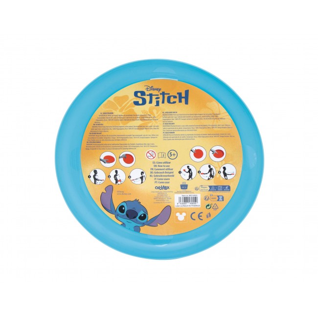 Frisbee azul de Stitch Disney con ilustración de Stitch surfero para jugar en la playa o aire libre 2