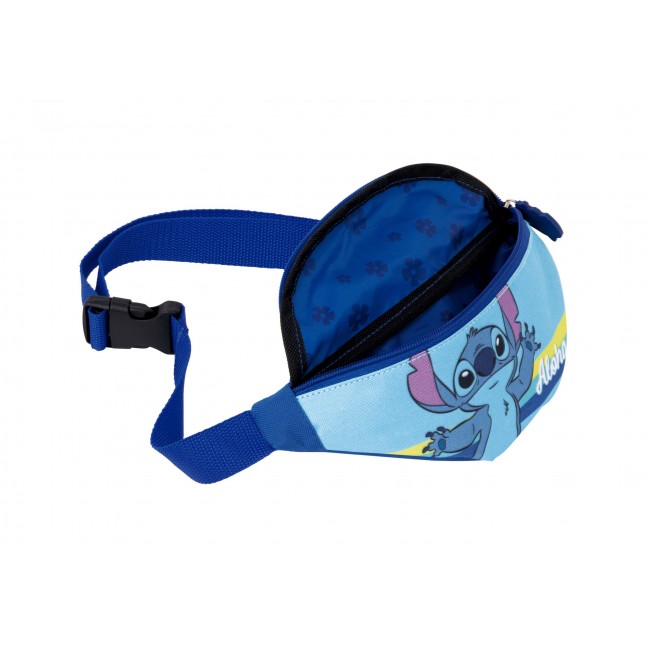 Riñonera azul de Stitch Disney con diseño Aloha y correa ajustable de click 2