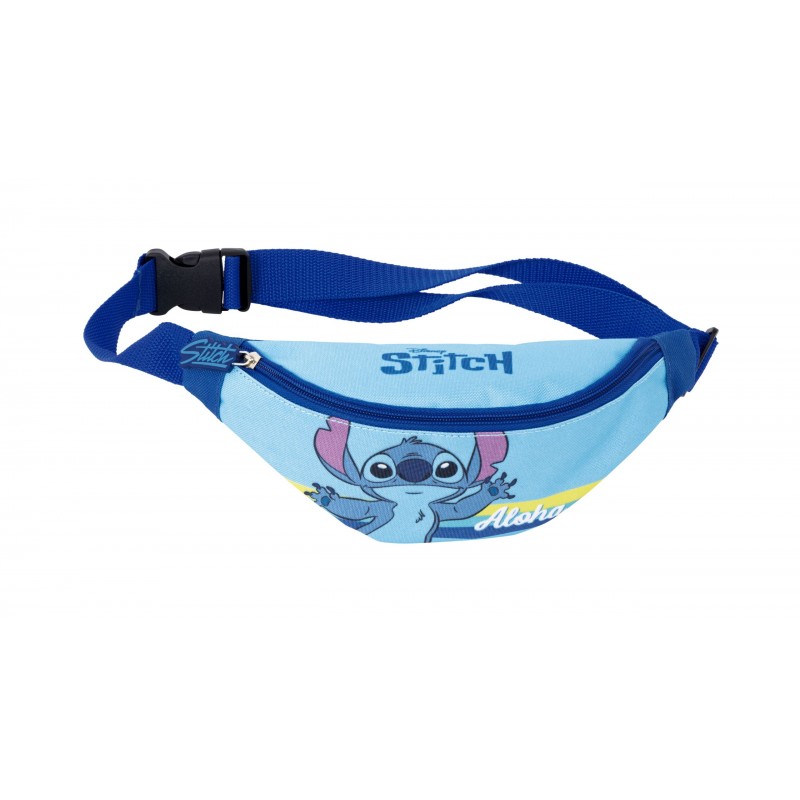 Riñonera azul de Stitch Disney con diseño Aloha y correa ajustable de click