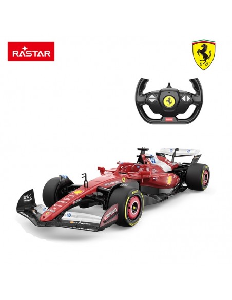Coche radiocontrol Ferrari F1 SF-25 escala 1:12 de Rastar con mando de dirección y detalles oficiales de la Scuderia Ferrari