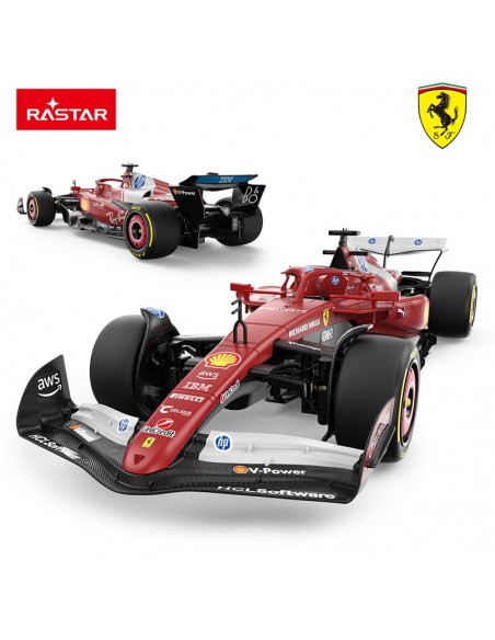 Coche radiocontrol Ferrari F1 SF-25 escala 1:12 de Rastar parte delantera y trasera