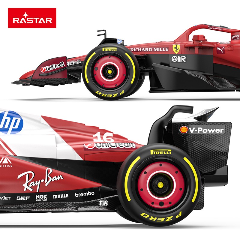 Coche radiocontrol Ferrari F1 SF-25 escala 1:12 de Rastar lateral detalles oficiales de la Scuderia Ferrari