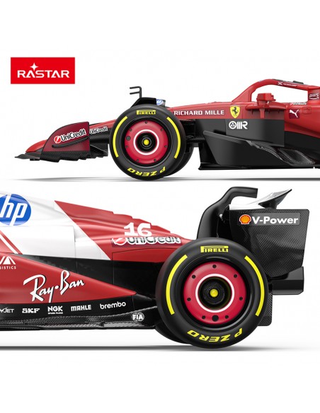 Coche radiocontrol Ferrari F1 SF-25 escala 1:12 de Rastar lateral detalles oficiales de la Scuderia Ferrari