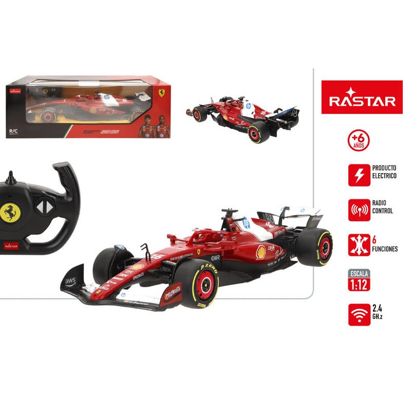 Características Coche radiocontrol Ferrari F1 SF-25 escala 1:12 de Rastar