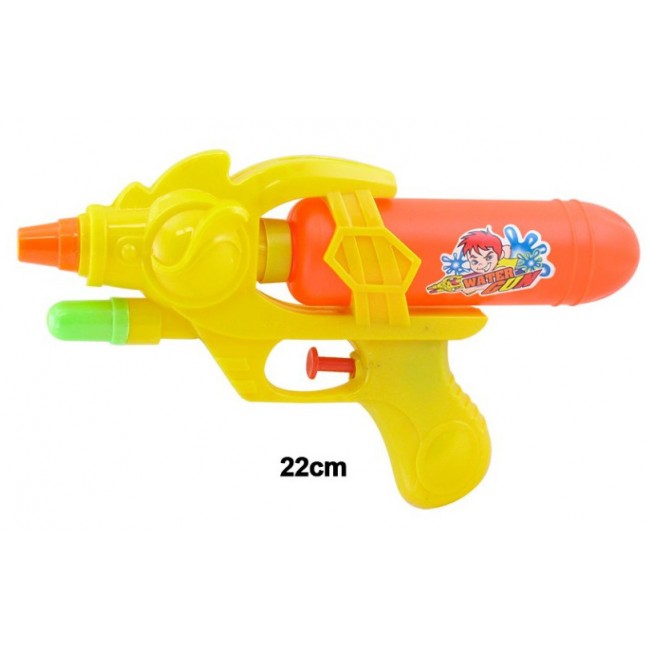 Pistola de agua de 21,5 cm de largo en colores verde, amarillo y naranja con depósito de gran capacidad 2